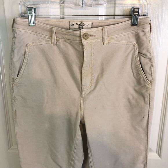 Free People Size 6 Fine Line Straight Leg Corduroy Crop Jeans Moon Rising Cream - Picture 3 of 9